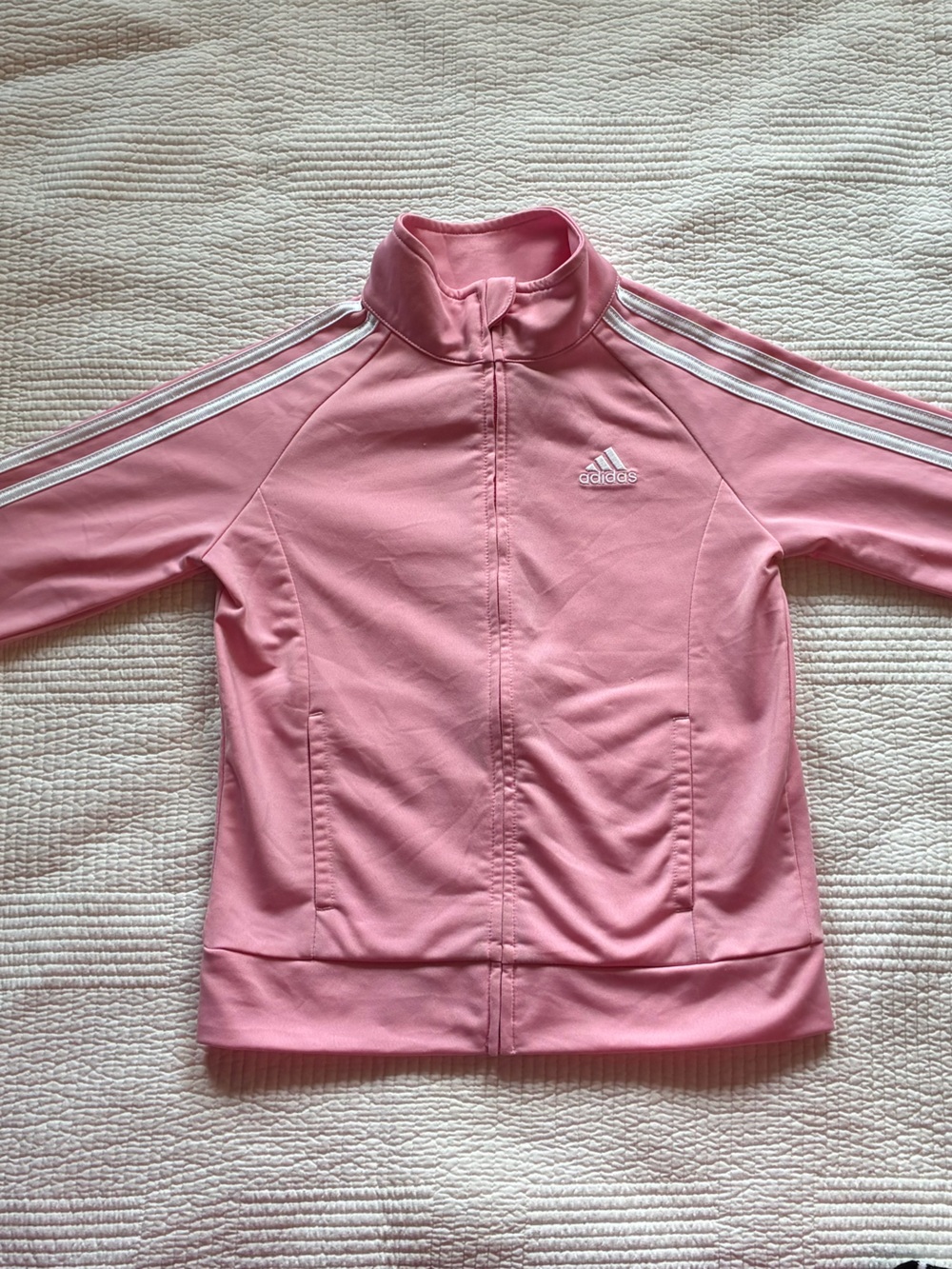 adidas Pink Full-Zip Track Jacket with White Stripes